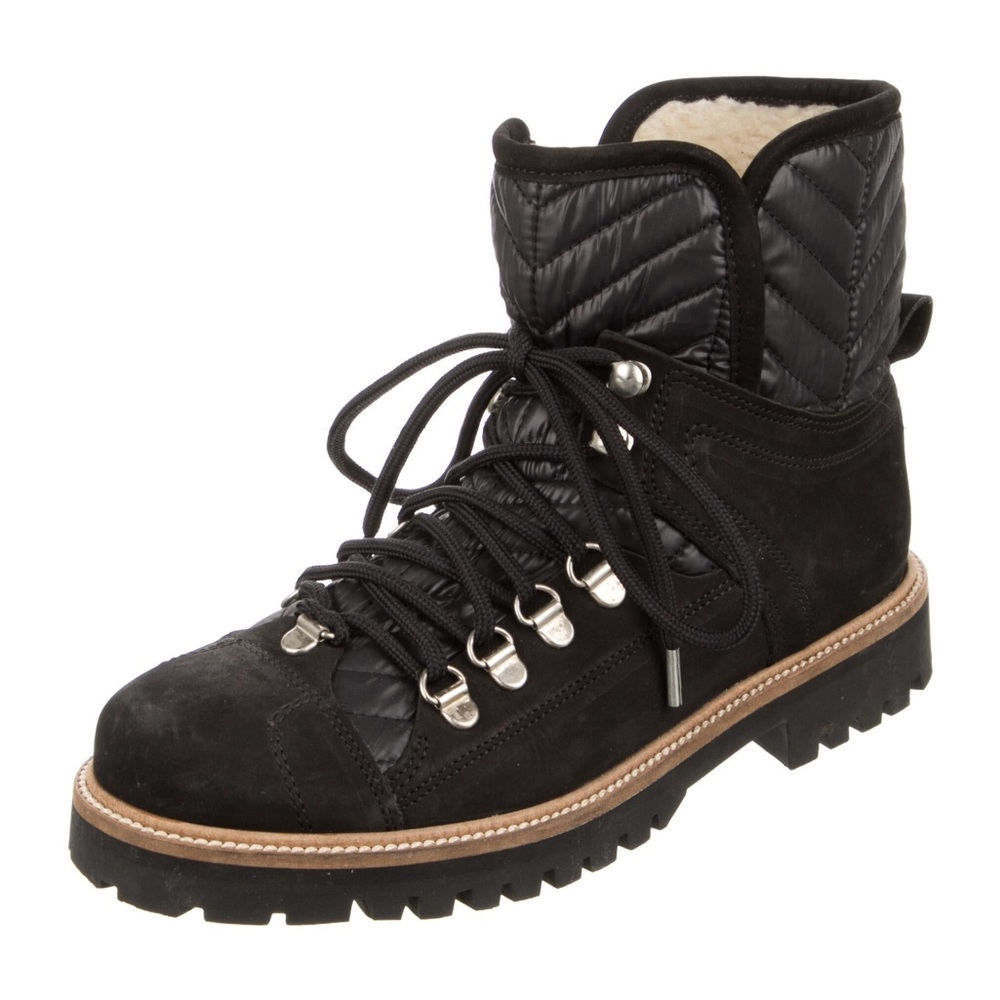 GANNI WOMEN’S QUILTED HIKING BLACK LACE UP BOOTS SZ EU39 - Picture 2 of 12